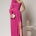 Rochie lungă de ocazie fucsia cu umăr gol - Dy Fashion
