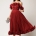 Rochie midi de ocazie bordo din voal satinat - Dy Fashion
